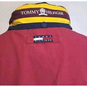 Vintage Tommy Hilfiger Coat Mens XL Colorblock Hooded With 3 Stripe Collar‎ Flaw